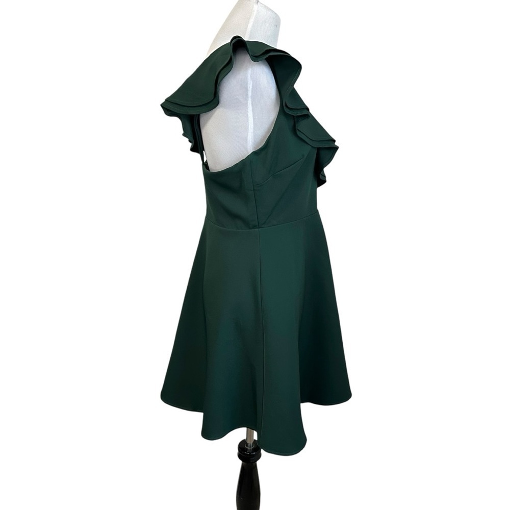 Lulus Womens Divine Darling Ruffled Skater Dress Sz Large Green Sleeveless Lined - Picture 6 of 10